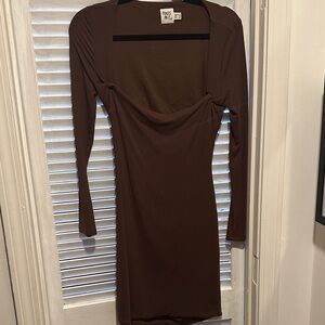 Princess Polly Brown Long Sleeve Dress